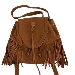 Ecote Brown Suede Fringed Bag